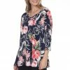 Jostar Online Quarter Sleeves Jostar Women's Hit V-Neck Binding Tunic Top Quarter Sleeve Print-347HT-QRP1-W251