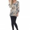 Jostar Women's HIT V-Neck Binding Top Half Sleeve Print-347HT-QRP1-W861