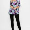 Jostar Online Jostar Women's HIT V-Neck Binding Tunic Top Quarter Sleeve Print-347HT-QRP1-W922 Quarter Sleeves