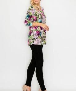 Quarter Sleeves Jostar Women's HIT V-Neck Binding Top Half Sleeve Print-347HT-QRP1-W933