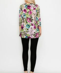 Quarter Sleeves Jostar Women's HIT V-Neck Binding Top Half Sleeve Print-347HT-QRP1-W933