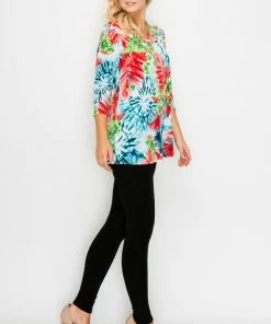 Jostar Online Quarter Sleeves Jostar Women's Hit V-Neck Binding Tunic Top Quarter Sleeve Print-347HT-QRP1-W937