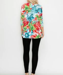 Jostar Online Quarter Sleeves Jostar Women's Hit V-Neck Binding Tunic Top Quarter Sleeve Print-347HT-QRP1-W937