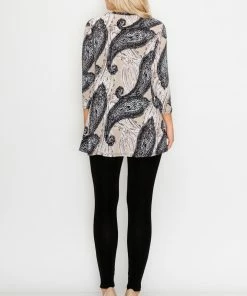 Jostar Online Jostar Women's Hit V-Neck Binding Tunic Top Quarter Sleeve Print-347HT-QRP1-W938