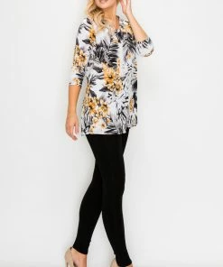 Jostar Online Quarter Sleeves Jostar Women's Hit V-Neck Binding Tunic Top Quarter Sleeve Print-347HT-QRP1-W977