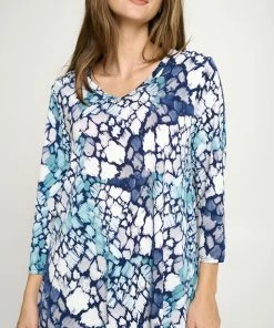 Jostar Women's HIT V-Neck Binding Top Half Sleeve Print, 347HT-QRP1-W313