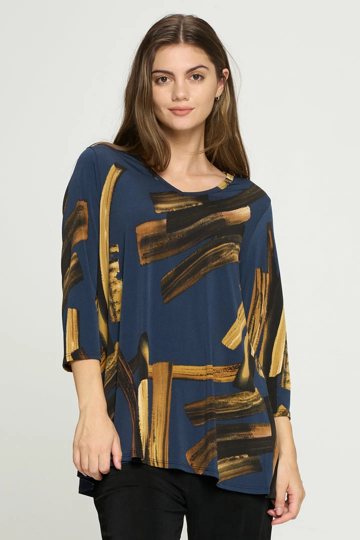 Jostar Online Jostar Women's HIT V-Neck Binding Top Half Sleeve Print-347HT-QRP1-W315 Quarter Sleeves