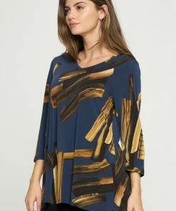 Jostar Online Jostar Women's HIT V-Neck Binding Top Half Sleeve Print-347HT-QRP1-W315 Quarter Sleeves