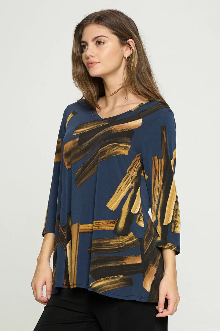 Jostar Online Jostar Women's HIT V-Neck Binding Top Half Sleeve Print-347HT-QRP1-W315 Quarter Sleeves