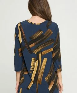 Jostar Online Jostar Women's HIT V-Neck Binding Top Half Sleeve Print-347HT-QRP1-W315 Quarter Sleeves