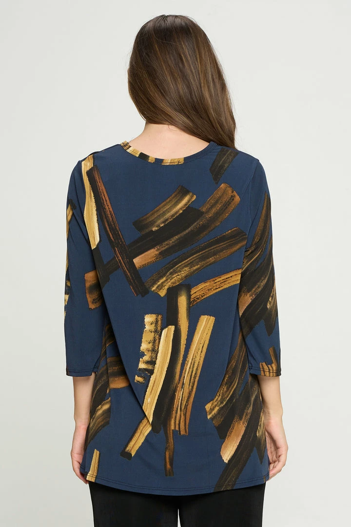 Jostar Online Jostar Women's HIT V-Neck Binding Top Half Sleeve Print-347HT-QRP1-W315 Quarter Sleeves