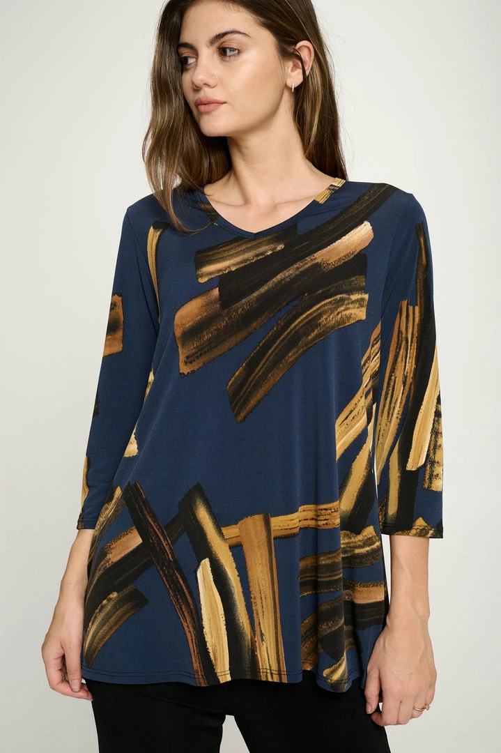 Jostar Online Jostar Women's HIT V-Neck Binding Top Half Sleeve Print-347HT-QRP1-W315 Quarter Sleeves