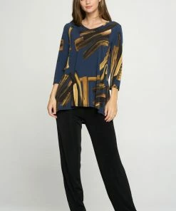 Jostar Online Jostar Women's HIT V-Neck Binding Top Half Sleeve Print-347HT-QRP1-W315 Quarter Sleeves