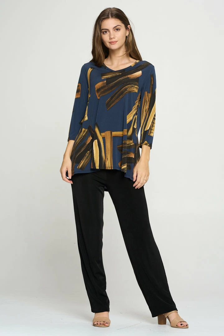 Jostar Online Jostar Women's HIT V-Neck Binding Top Half Sleeve Print-347HT-QRP1-W315 Quarter Sleeves