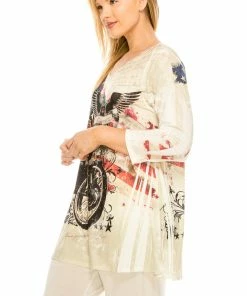 Jostar Women's HIT V-Nk Binding Tunic Top Quarter Sleeve Sublimation Plus, 347HT-QXU-R-U180 Plus Size