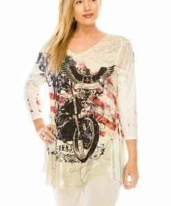 Jostar Women's HIT V-Nk Binding Tunic Top Quarter Sleeve Sublimation Plus, 347HT-QXU-R-U180 Plus Size