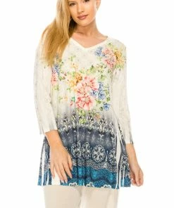 Jostar V-Nk Binding Tunic Quarter Sleeve Rhinestones-347HT-QRU1-R-U183