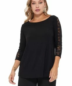 Jostar HIT Lace Contrast Slv Top Quarter Sleeves-348HT-QRS1-C