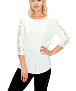 Jostar HIT Lace Contrast Slv Top Quarter Sleeves-348HT-QRS1-C