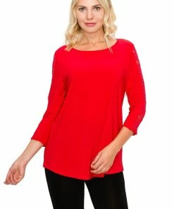 Jostar HIT Lace Contrast Slv Top Quarter Sleeves-348HT-QRS1-C