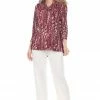Quarter Sleeves Jostar Women's Stretchy Cowl Neck Flare Top Quarter Sleeve Print-351BN-QRP1-W247