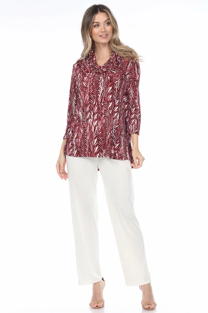 Quarter Sleeves Jostar Women's Stretchy Cowl Neck Flare Top Quarter Sleeve Print-351BN-QRP1-W247