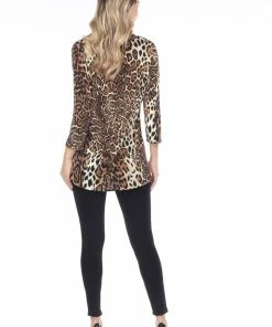 Jostar Quarter Sleeves HIT Cowl Neck Flare Top Quarter Sleeve Print-351HT-QRP1-W757