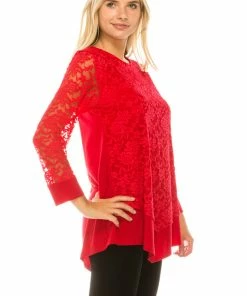 Jostar Online Lace Overlay Center Top-355LA-LRD1-C