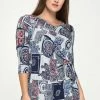 Jostar HIT Print Side Tie Tunic Quarter Sleeve-357HT-QP-W192 Quarter Sleeves