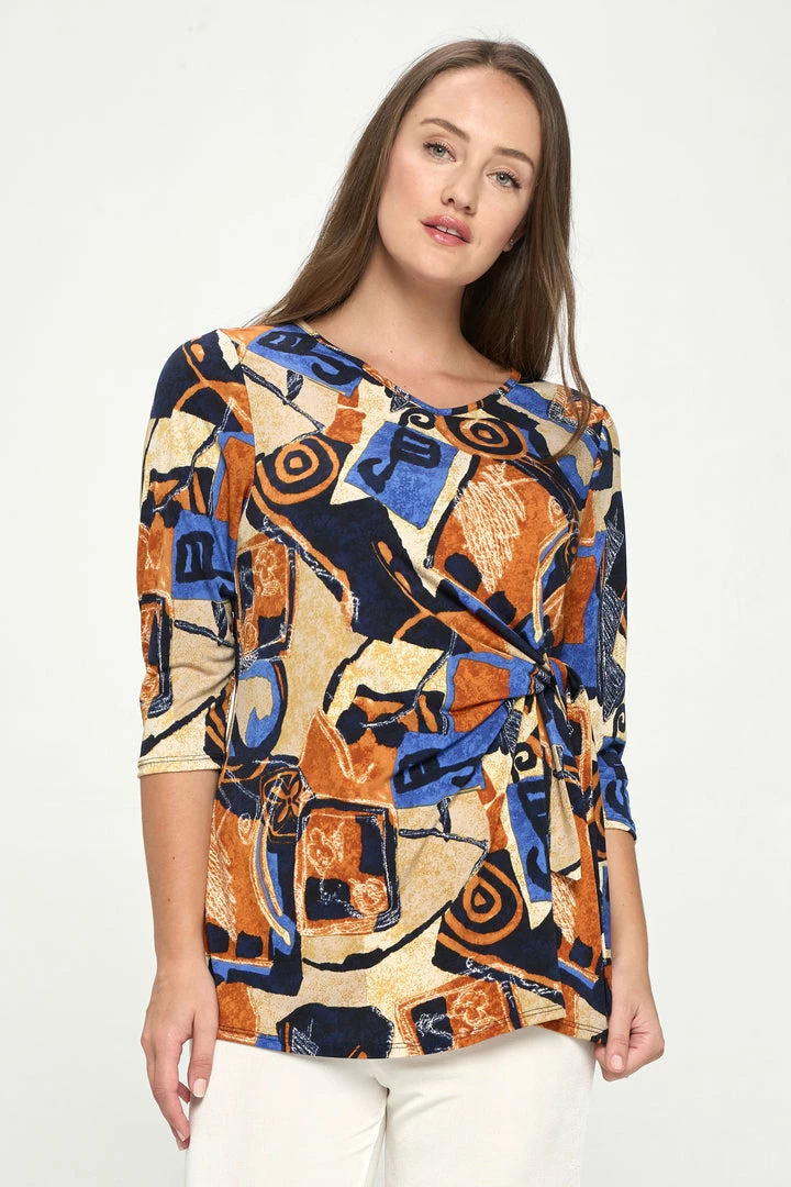 Jostar HIT Print Side Tie Tunic Quarter Sleeve-357HT-QP-W217