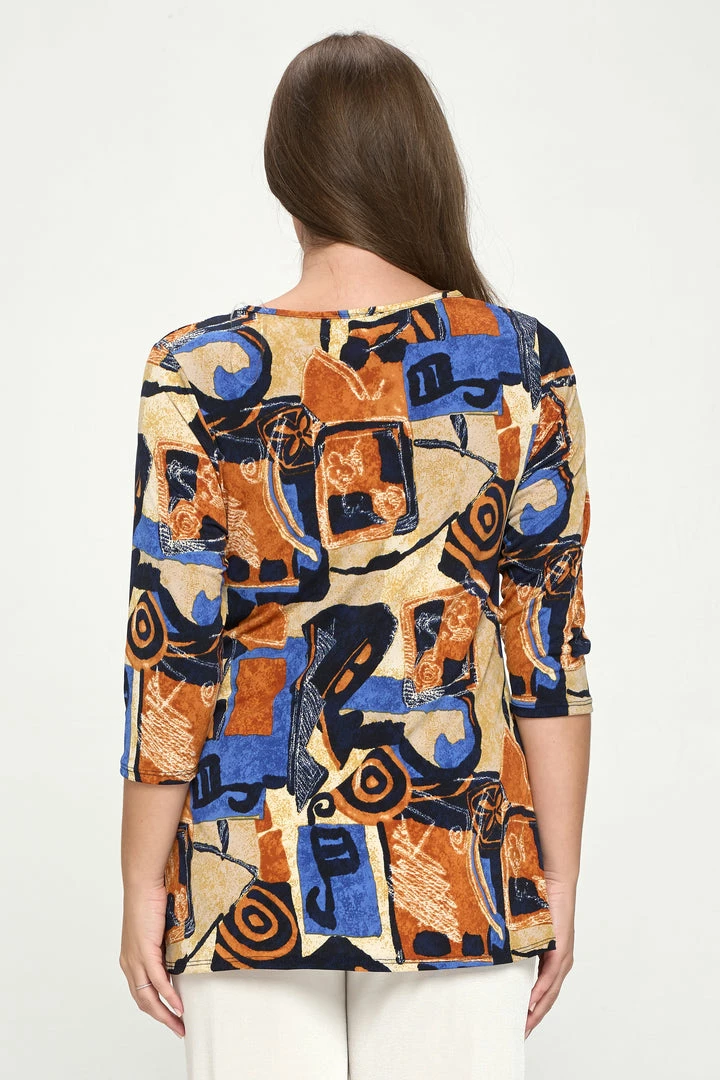Jostar HIT Print Side Tie Tunic Quarter Sleeve-357HT-QP-W217