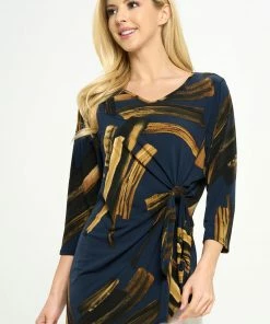 Jostar Quarter Sleeves HIT Print Side Tie Tunic Quarter Sleeve-357HT-QP-W315