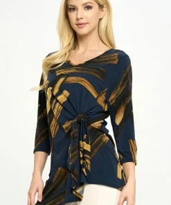 Jostar Quarter Sleeves HIT Print Side Tie Tunic Quarter Sleeve-357HT-QP-W315
