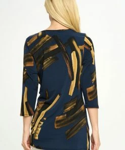 Jostar Quarter Sleeves HIT Print Side Tie Tunic Quarter Sleeve-357HT-QP-W315