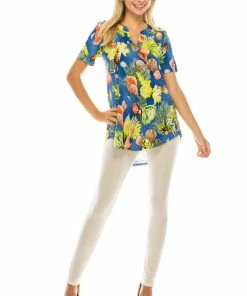 Jostar Short Sleeves BG Notch Neck Short Sleeve Top-359BG-SRP1-W278