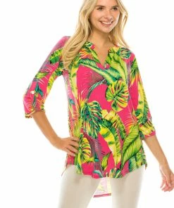 Jostar HIT Notch Neck Rolled Sleeve Top-359HT-QRP1-W269