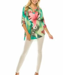 Jostar Hit Notch Neck Rolled Sleeve Top-359HT-QRP1-W281