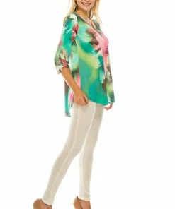 Jostar Hit Notch Neck Rolled Sleeve Top-359HT-QRP1-W281