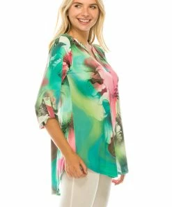 Jostar Hit Notch Neck Rolled Sleeve Top-359HT-QRP1-W281