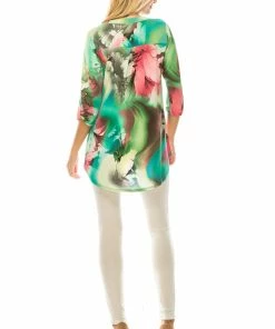 Jostar Hit Notch Neck Rolled Sleeve Top-359HT-QRP1-W281