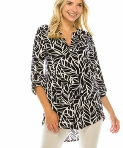 Jostar Hit Notch Neck Rolled Sleeve Top-359HT-QRP1-W286 Quarter Sleeves