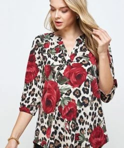 Jostar HIT Notch Neck Rolled Sleeve Top-359HT-QP-W291