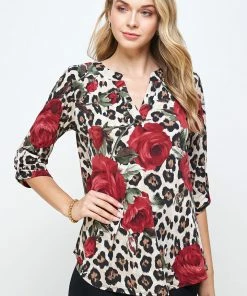 Jostar HIT Notch Neck Rolled Sleeve Top-359HT-QP-W291