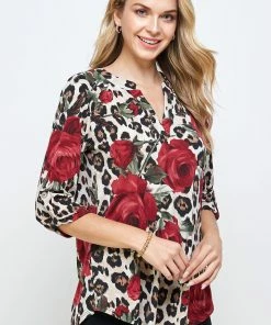 Jostar HIT Notch Neck Rolled Sleeve Top-359HT-QP-W291