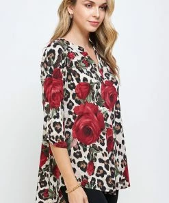 Jostar HIT Notch Neck Rolled Sleeve Top-359HT-QP-W291