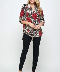 Jostar HIT Notch Neck Rolled Sleeve Top-359HT-QP-W291