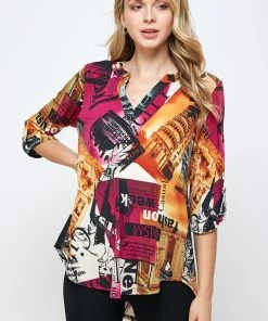 Jostar Quarter Sleeves HIT Notch Neck Rolled Sleeve Top-359HT-QRP1-W292