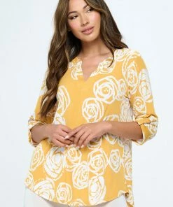 Jostar HIT Notch Neck Rolled Sleeve Top-359HT-QRP1-W342 Tops