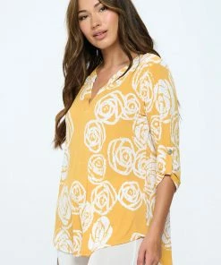 Jostar HIT Notch Neck Rolled Sleeve Top-359HT-QRP1-W342 Tops