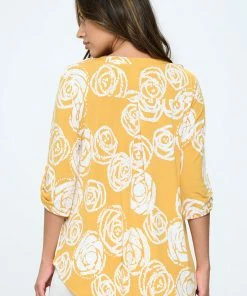 Jostar HIT Notch Neck Rolled Sleeve Top-359HT-QRP1-W342 Tops